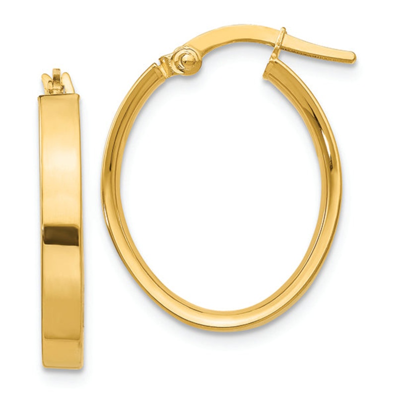 14K Yellow Gold Oval Hoop Earrings