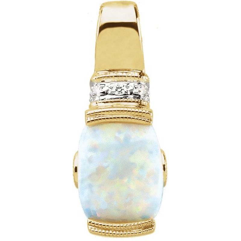 14K Yellow Opal & Pink Tourmaline Pendant