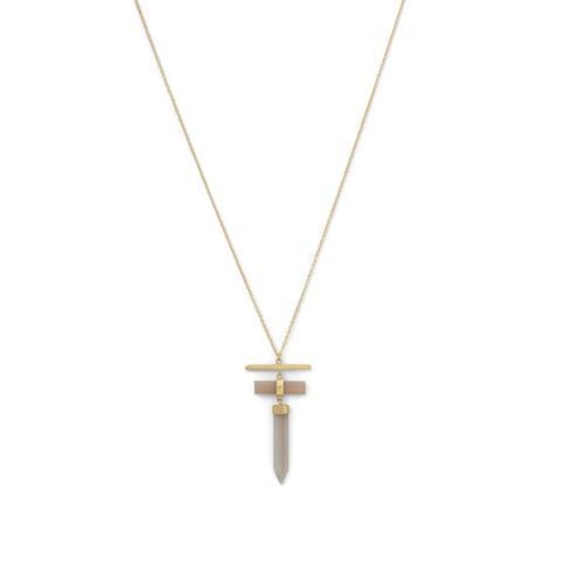 14 Karat Gold Plated Gray Moonstone Necklace