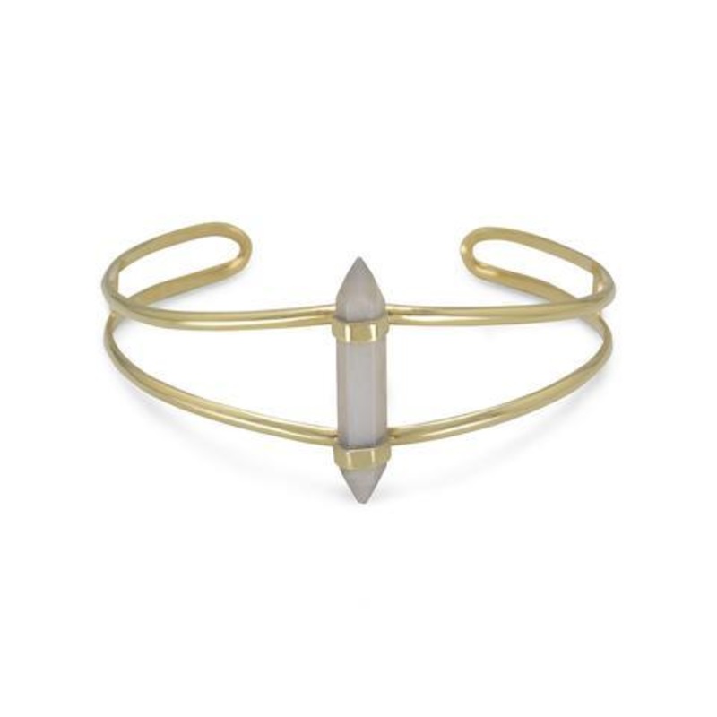 14 Karat Gold Plated Moonstone Cuff Bracelet