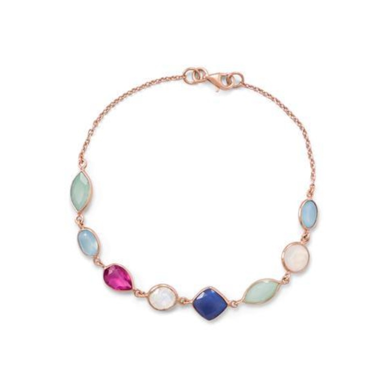 14 Karat Rose Gold Plated Gemstone Bracelet