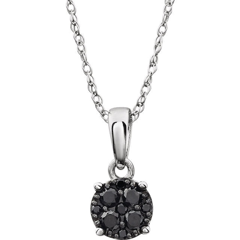 14K White Black Diamond Necklace