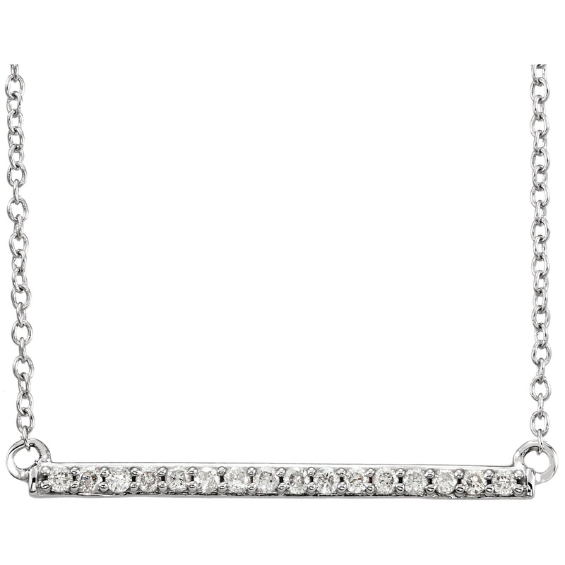 14K White Diamond Bar Necklace
