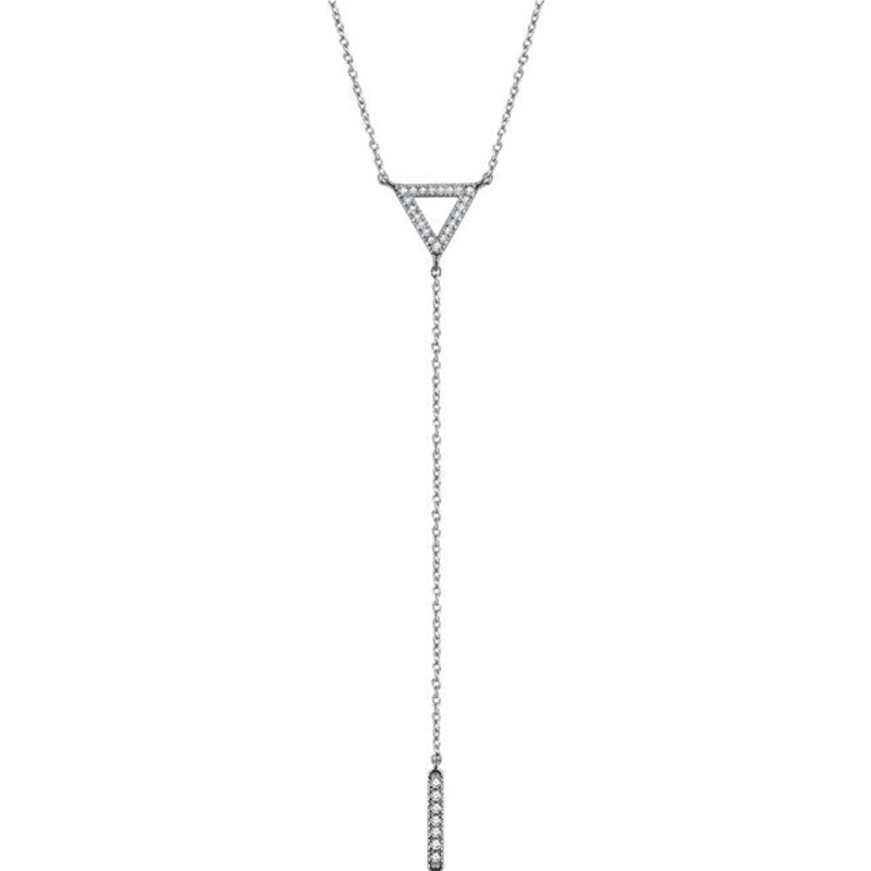 14K White Diamond Triangle & Bar Y Necklace