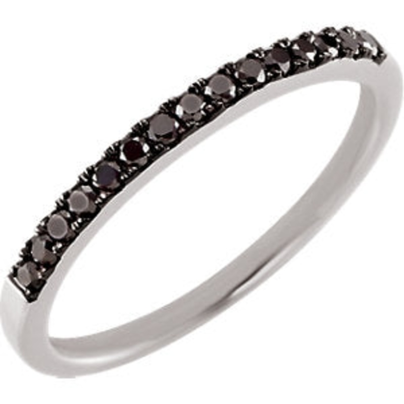 14K White Gold Black Diamond Band