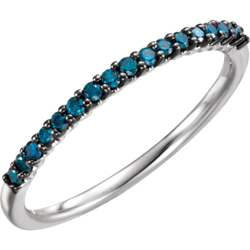 14K White Gold Blue Diamond Ring