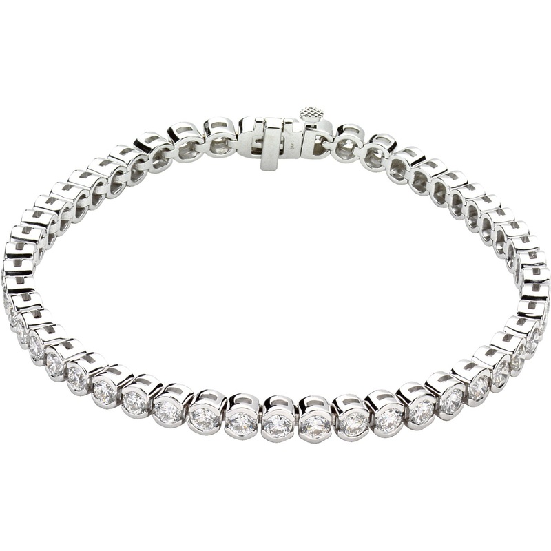 14K White Gold Diamond Line Bracelet
