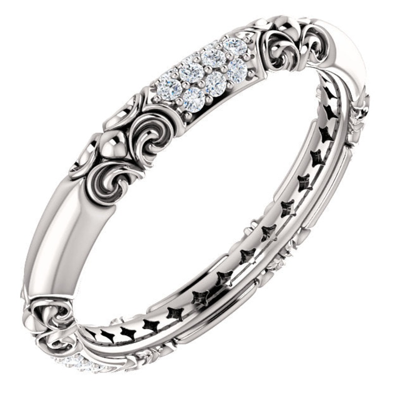 14K White Gold Diamond Sculptural Inspired Ring