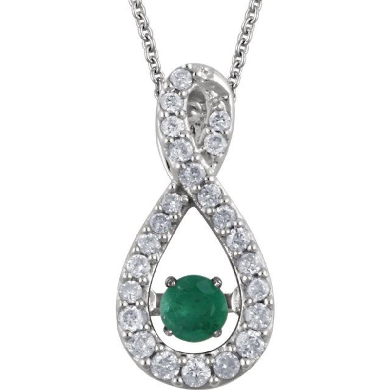 14K White Gold Emerald Necklace