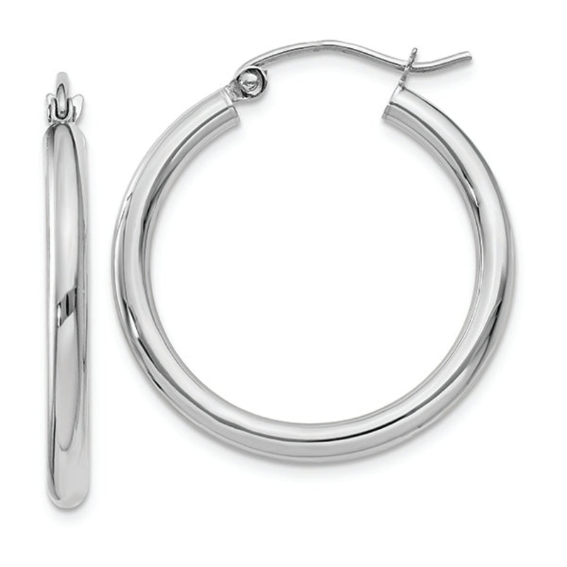 14K White Gold Hoop 2.5mm  Earrings