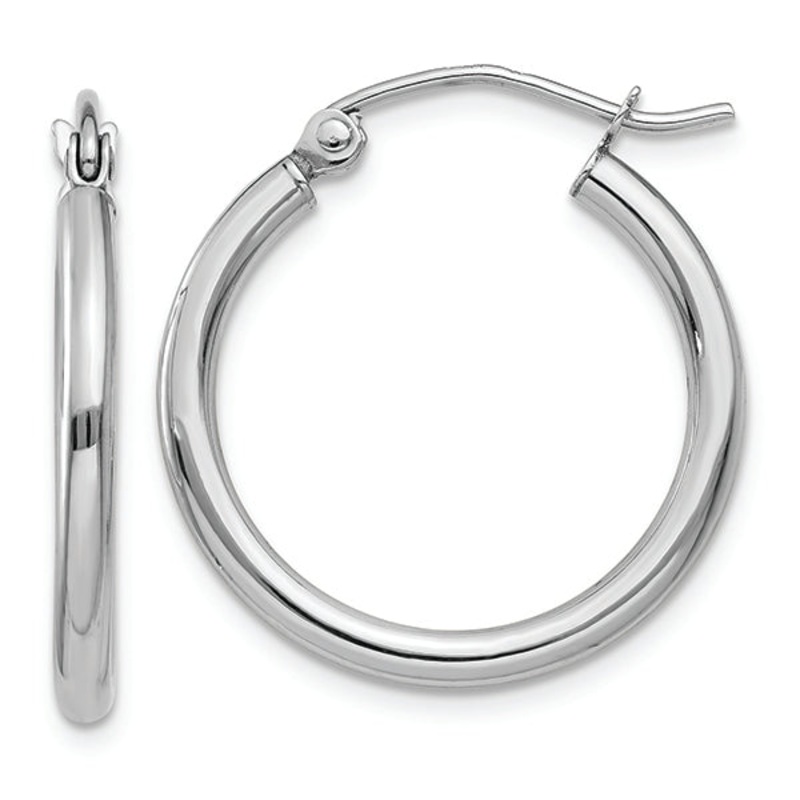 14K White Gold Hoop 2X20MM Earrings