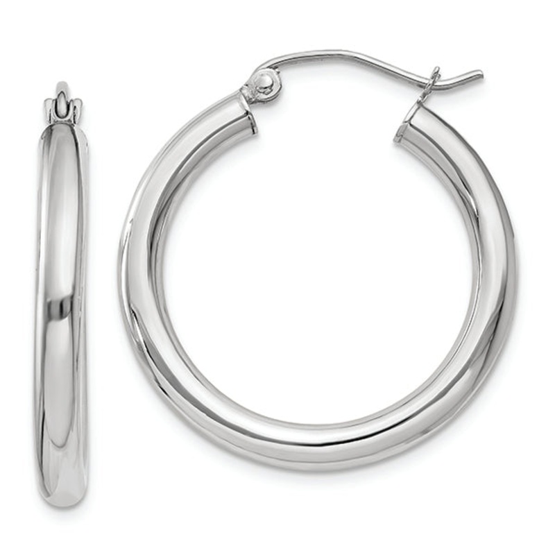 14K White Gold Hoop Earrings