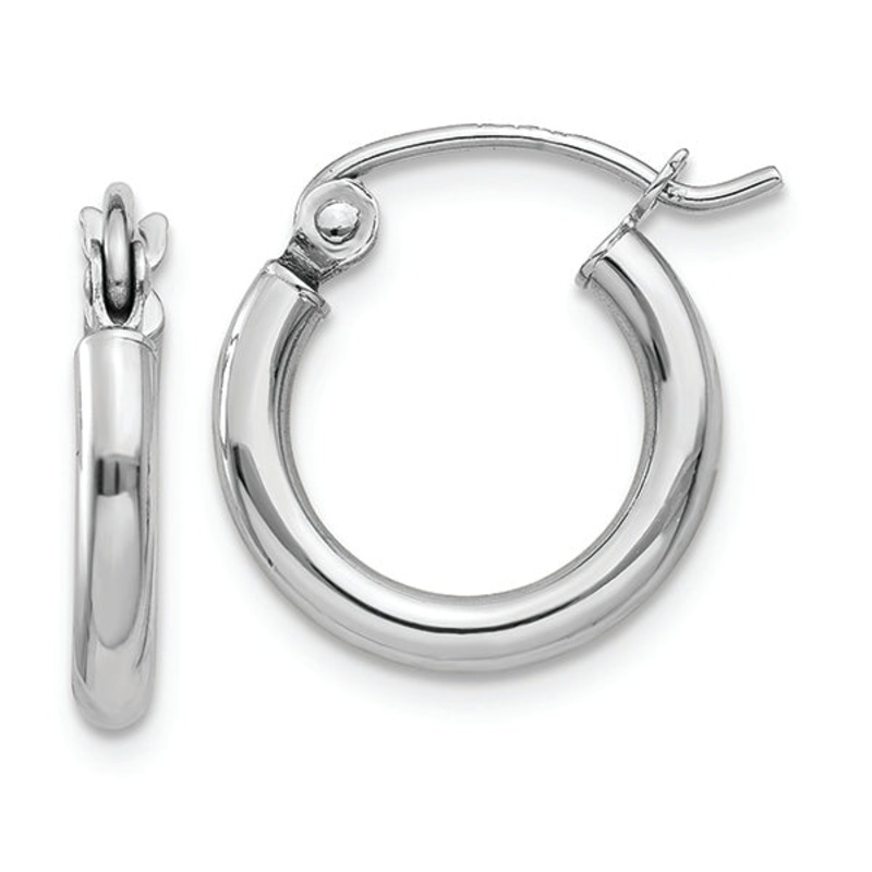 14K White Gold Lightweight Hoop Earrings