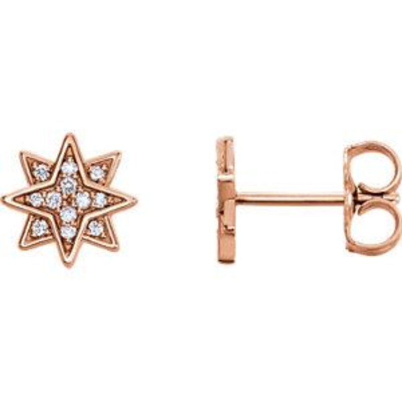 14K Yellow .08 CTW Diamond Star Earrings