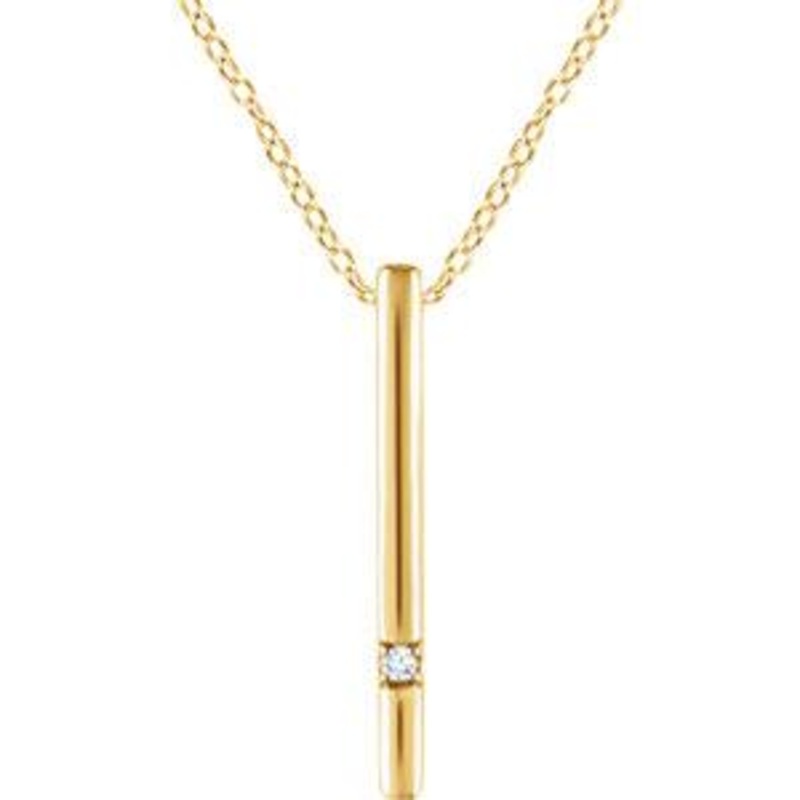14K Yellow Gold Diamond Bar Necklace