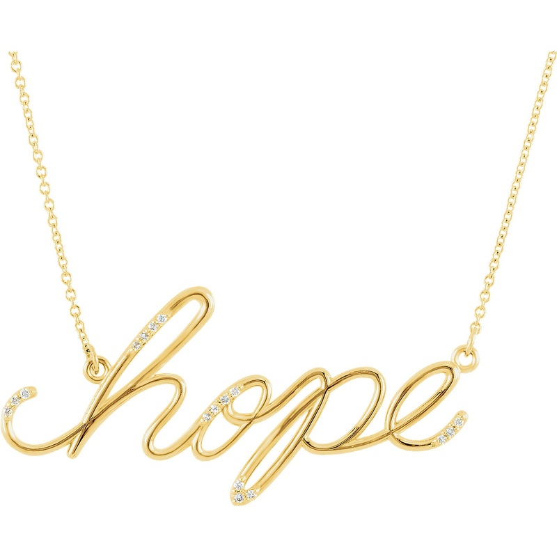 14K Yellow Gold Diamond Hope Necklace