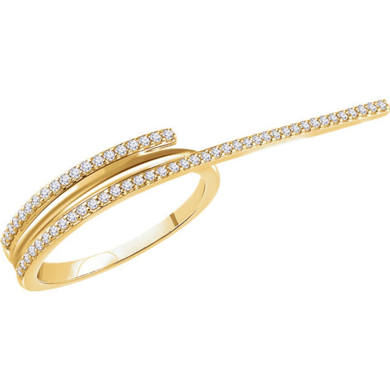 14K Yellow Gold Diamond Two-Finger Ring