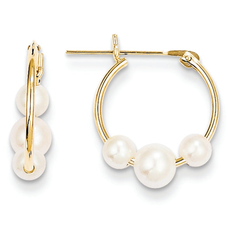 14K Yellow Gold Madi K Freshwater Cultured Pearl Hoop Earrings