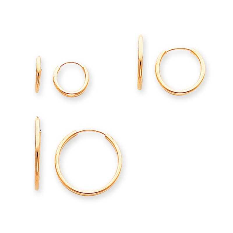 14K Yellow Gold Madi K Three-Pair Set Endless Hoop Earrings