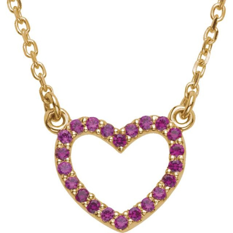 14K Yellow Gold Ruby Heart Necklace