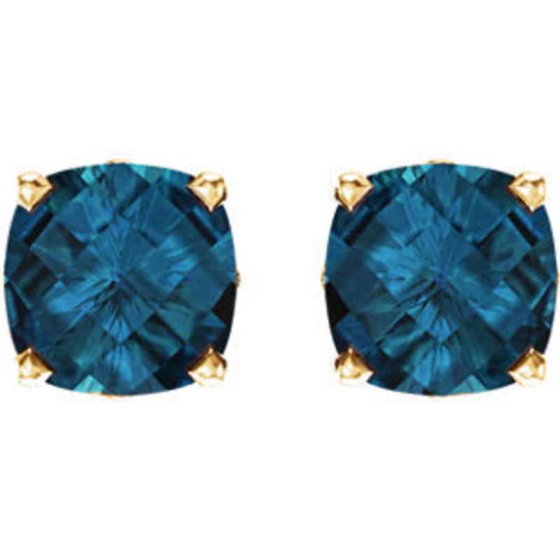 14K Yellow London Blue Topaz Earrings