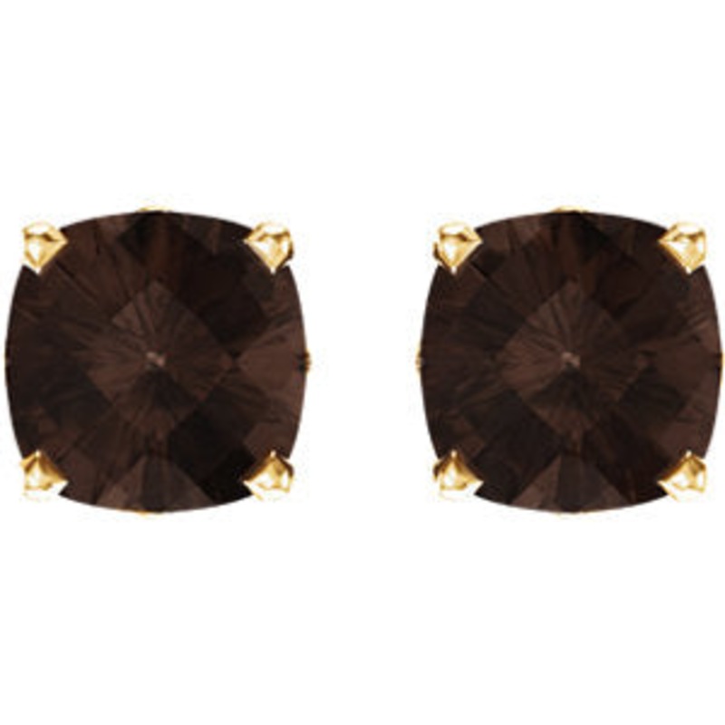 14K Yellow Smoky Quartz Earrings