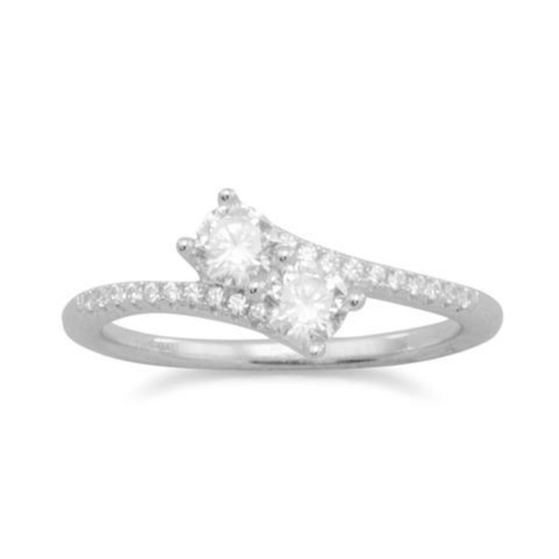 Double Cubic Zirconia Ring|4.0|5.0|6.0|7.0|8.0|9.0|10.0