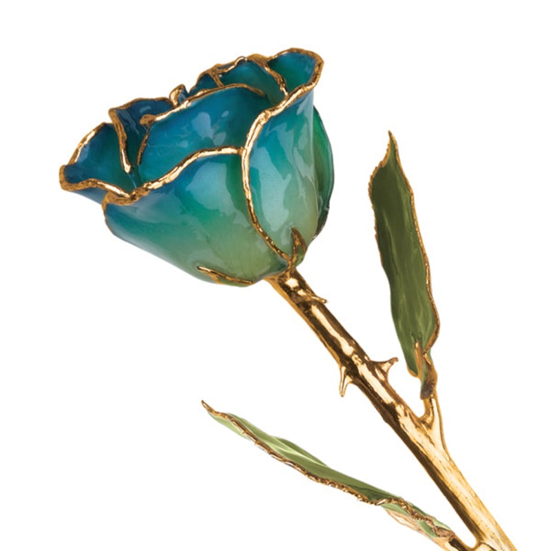 Gold Trim Peridot And Navy Pearl Rose