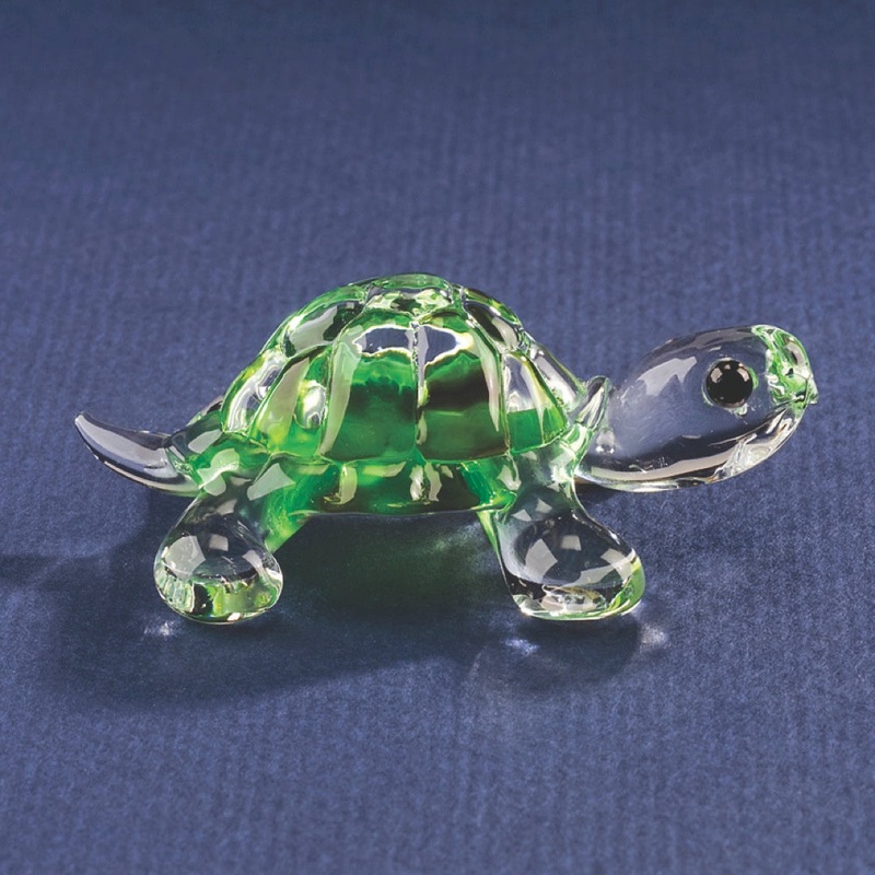 Green Turtle Glass Figurine