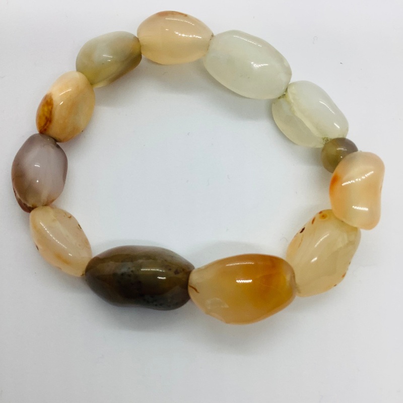 Large Agate Mixed Stones Stretch Bracelet