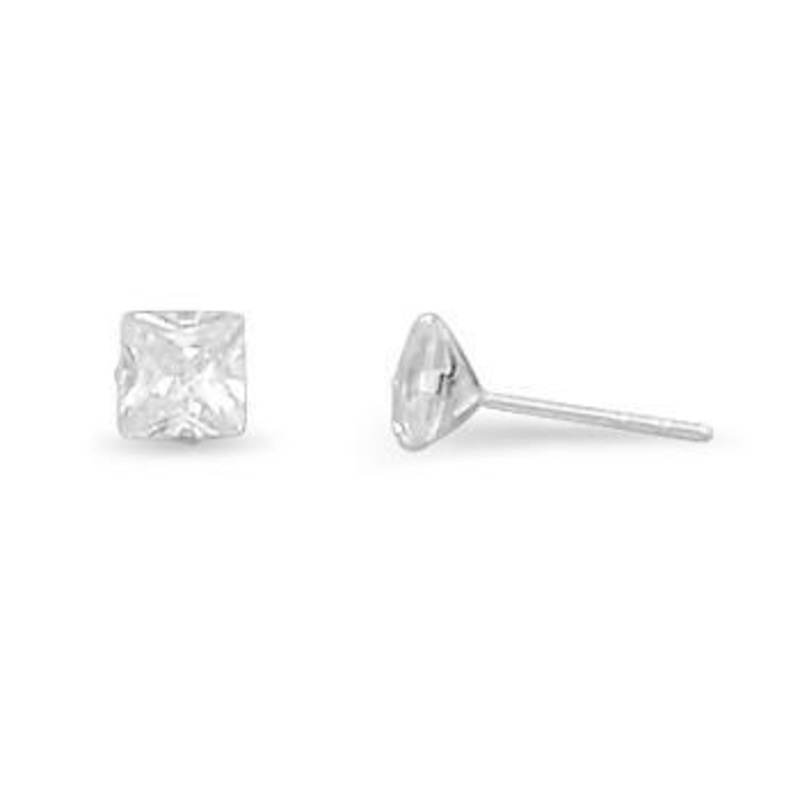 Square Cubic Zirconia Stud Earrings