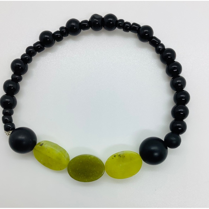 Stretch Bracelet|BLACK ONYX/LIME GREEN|BROWN/LIME GREEN