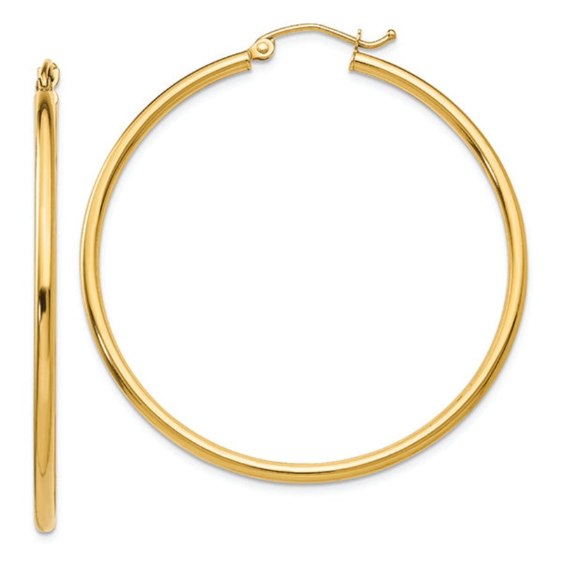 14k Polished 2mm Tube Hoop Earrings
