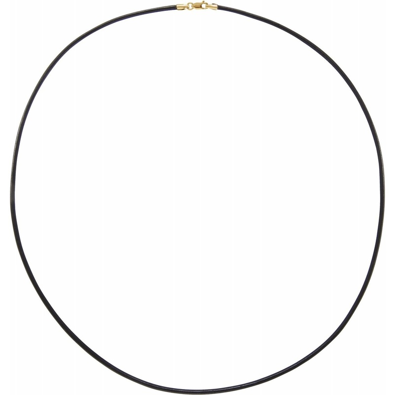 14K Yellow 2 mm Black Leather 18 Cord