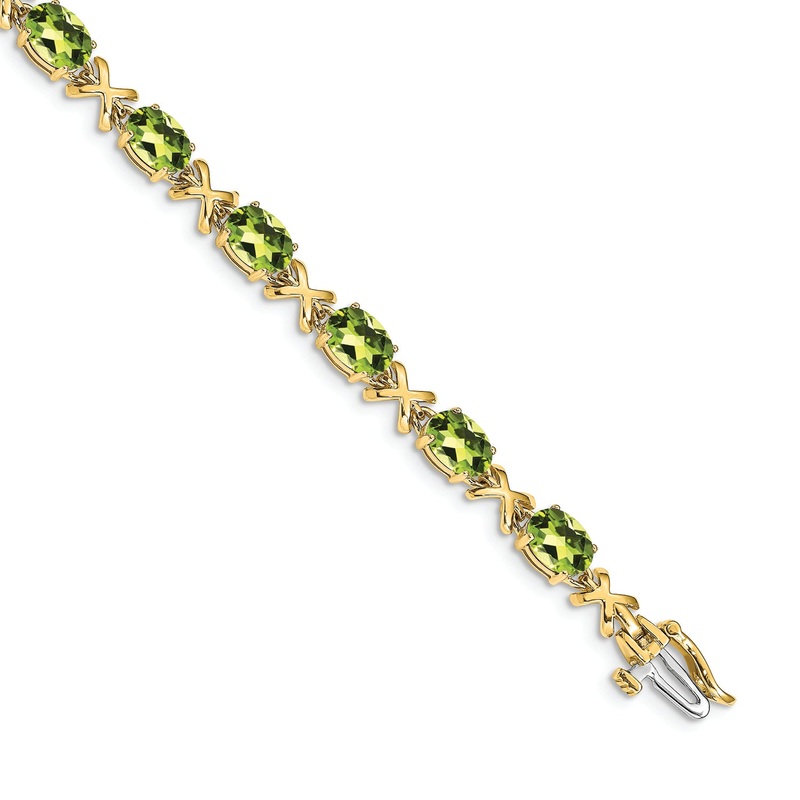 14k Yellow Gold Oval Peridot Bracelet