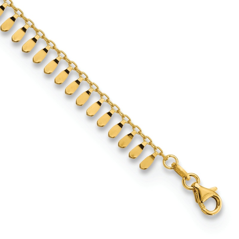 14K Yellow Gold Polished Fancy Anklet