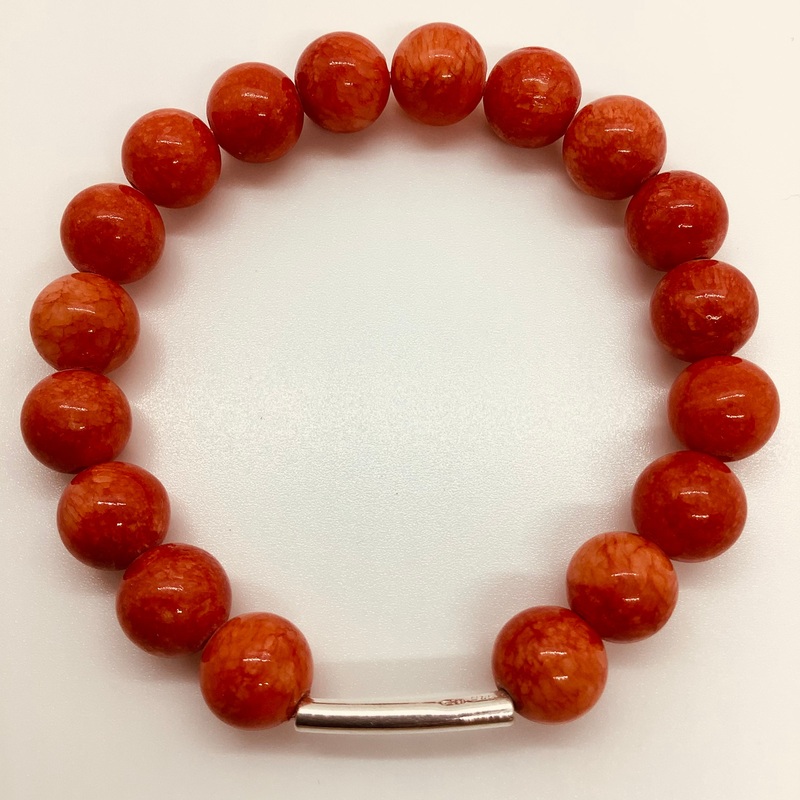 8mm Jade Stretch Bracelet w/SS Spacers
