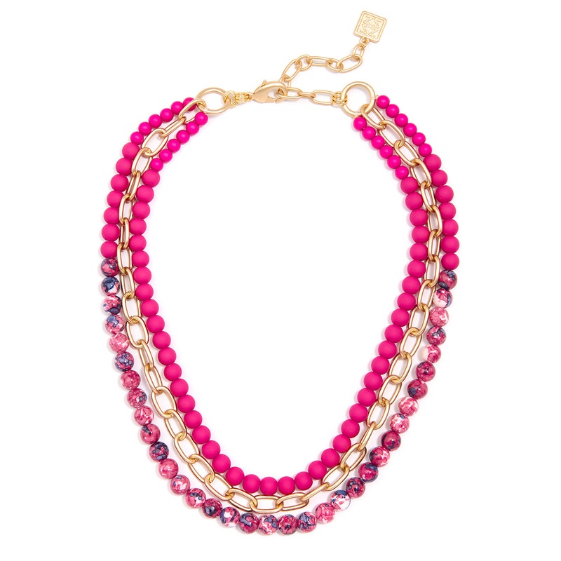 Fashion Porcelain, Resin & Links Layered Necklace Jewelry