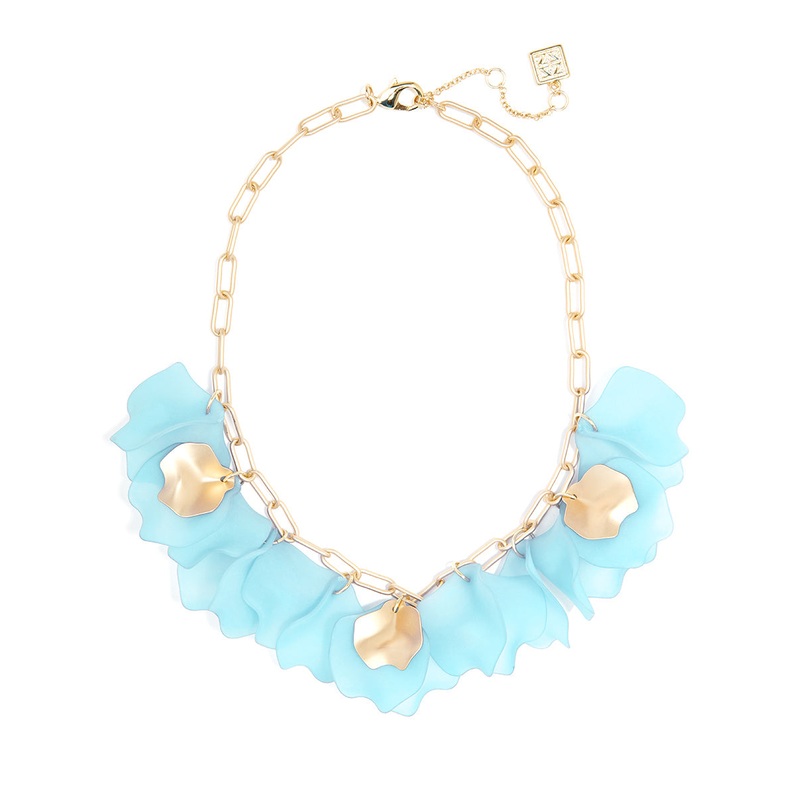 Fashion Sheer Layered Petals Gold Collar Necklace