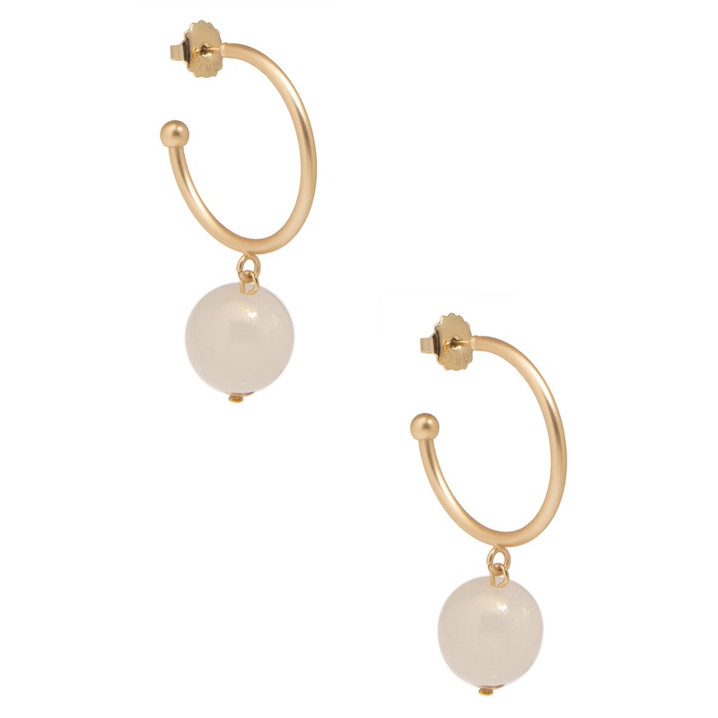 Iridescent Bead Hoop Earring|Berry|White|Olive|Brown|Navy