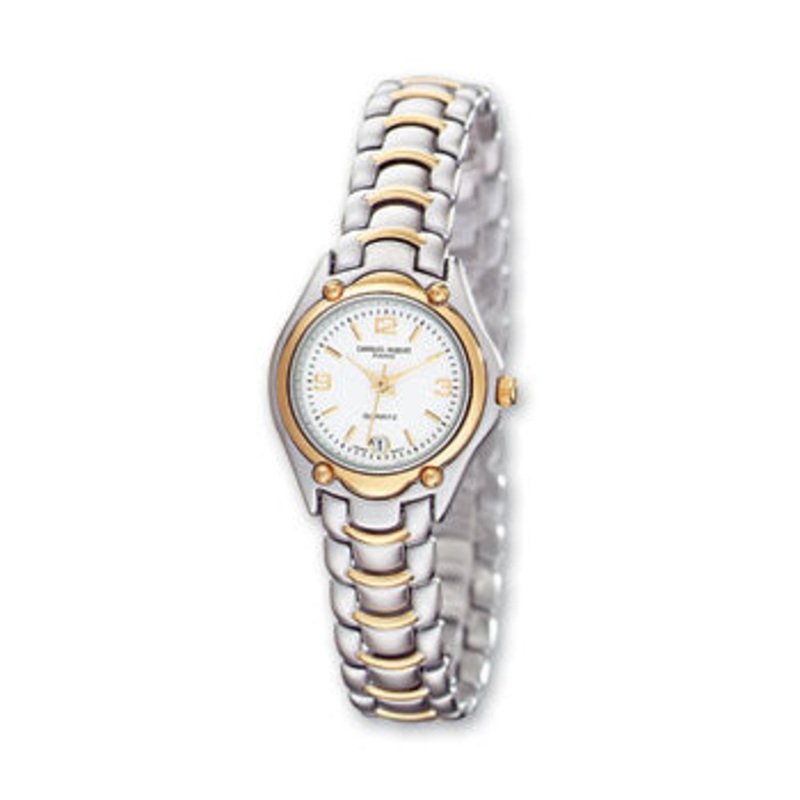 Ladies Charles Hubert Two-tone Brass White Dial Watch