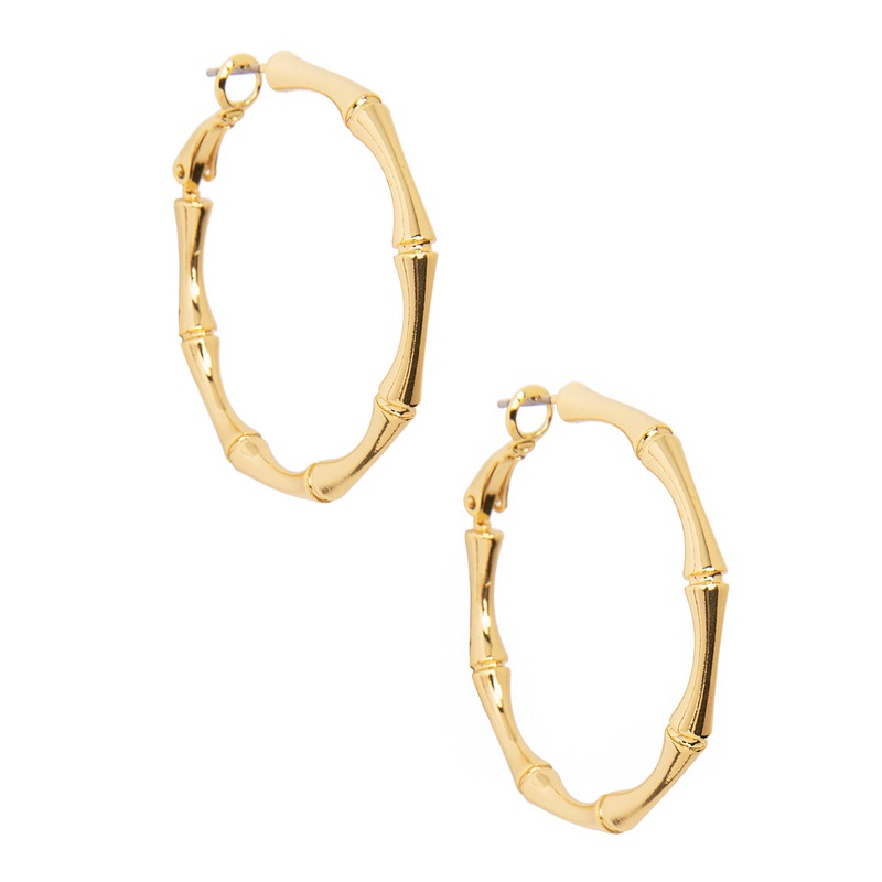 Large Metal Bamboo Hoop Earring Jewelry