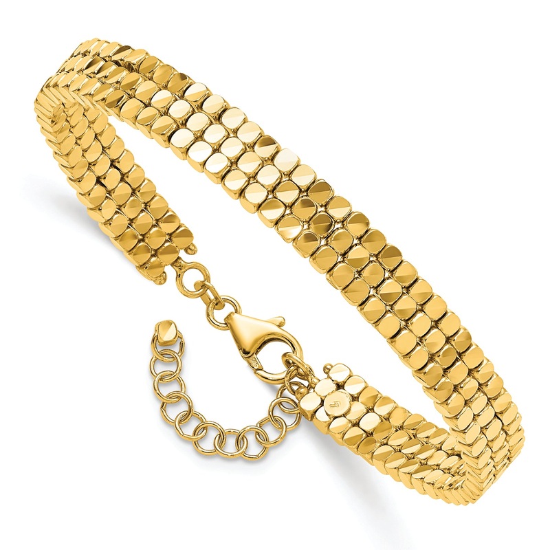 Leslie’s 14K D/C Flexible with 1in Safety Chain Cuff Bangle