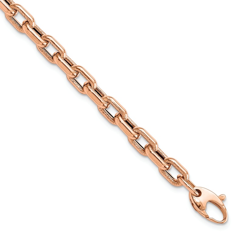 Leslie’s 14K Rose Gold Textured Fancy Link Bracelet