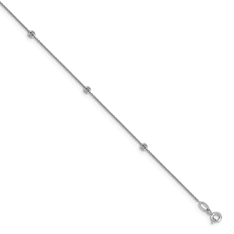 Leslie’s 14K White Gold D/C Beaded Anklet