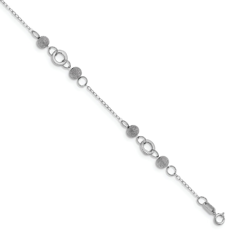 Leslie’s 14K White Gold Laser Textured Anklet
