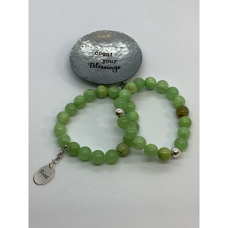 Light  Green Jade Stretch Bracelet