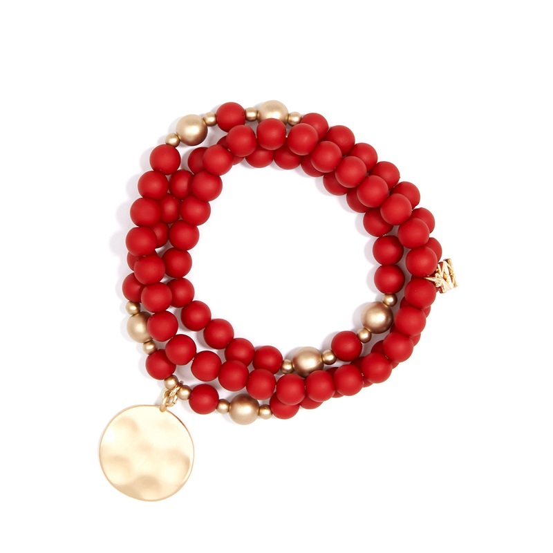 Matte Beaded Wrap Charm Bracelet Jewelry
