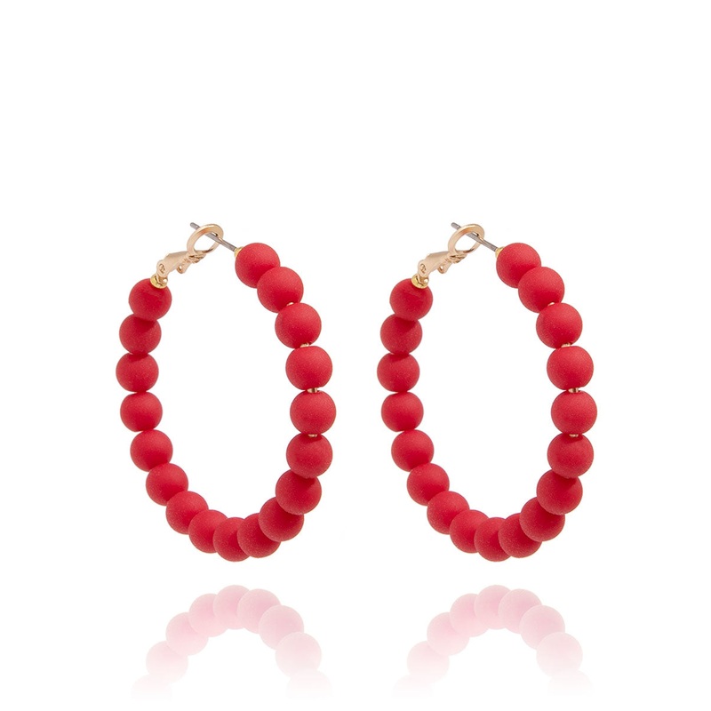 Matte Resin Bead Hoop Earring