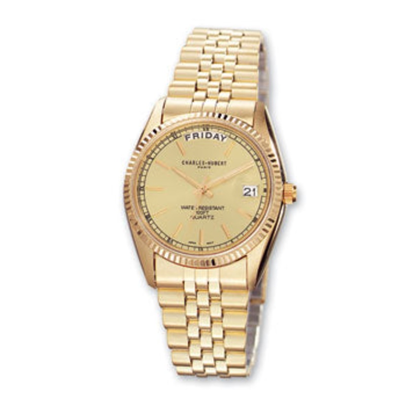 Mens Charles Hubert IP-plated Champagne Dial Watch